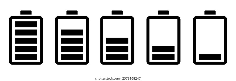 Battery Charging Icon set, low battery vector icon, Battery Charging Icon, animated charging low to full charge