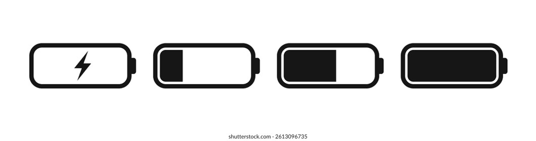 Battery Charging Icon set, low battery vector icon, Battery Charging Icon, Silhouette design element related to mobile, isolated on transparent background	