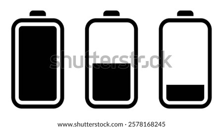 Battery Charging Icon set, low battery vector icon, Battery Charging Icon, animated charging low to full charge