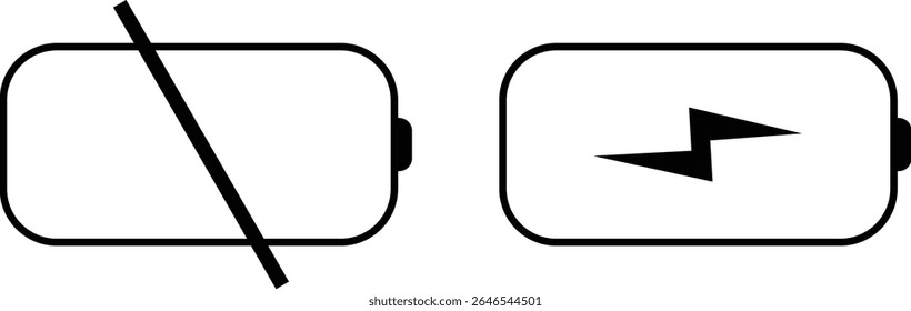 Conjunto de ícones de carregamento da bateria. Elemento de design de silhueta relacionado à coleção de vetor móvel isolado no fundo transparente, carregamento animado baixo para carga completa.