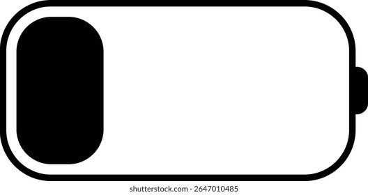 Ícone de carregamento da bateria. Elemento de design de silhueta relacionado ao vetor móvel isolado no fundo transparente, carregamento animado baixo para carga completa.