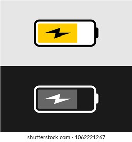 Battery charging icon. Simple modern line style mobile phone battery charge symbol.