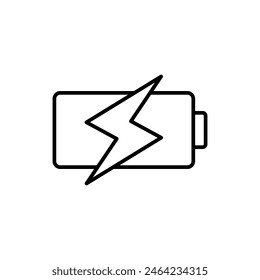 Battery charging icon. Simple outline style. Phone battery, mobile, charger, electric, power, lightning, technology, energy concept. Thin line symbol. Vector illustration isolated.