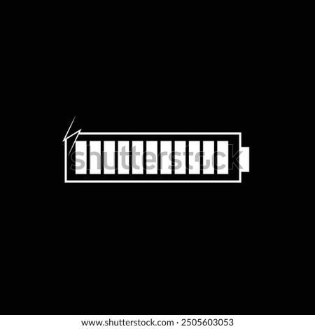 Battery charging icon. Simple outline style on balck  background eps 10.