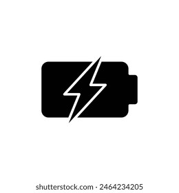 Symbol für Batterieladung. Einfacher solider Stil. Handybatterie, Handy, Ladegerät, Elektro, Strom, Blitz, Technologie, Energiekonzept. Silhouette, Glyphensymbol. Vektorillustration isoliert.