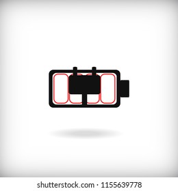 Battery charging icon with soft shadow - Vector