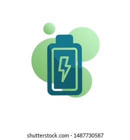 Battery charging icon vector, filled flat sign, Charger battery power bicolor pictogram,  green colors. Symbol, logo illustration