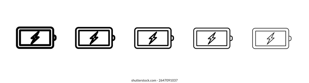 Battery charging icon vector outline symbol or illustration