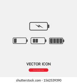 Battery charging icon vector. Battery charging symbol. Linear style sign for mobile concept and web design. Battery charging symbol illustration. Pixel vector graphics - Vector.