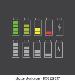 Battery Charging icons. Vector.