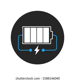 Battery charging illustration. Flat style. Isolated.