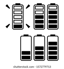 Battery  charging indicator icon set