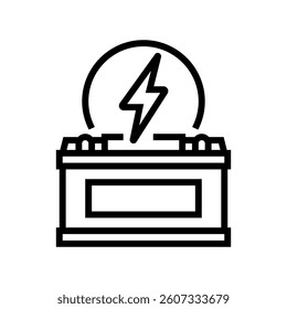 battery charging industry line icon vector. battery charging industry sign. isolated contour symbol black illustration