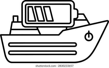 Battery Charging Level Icon Integrated Into Ship Hull Side With Horizontal Waterline Markings Showing Energy Status