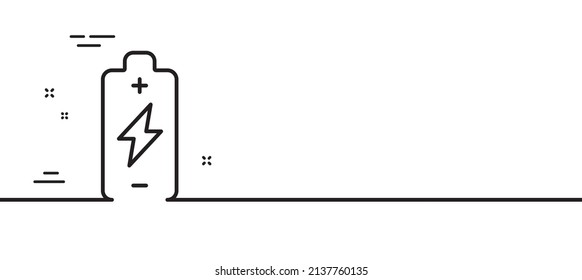 Battery charging line icon. Electricity energy type sign. Lightning bolt symbol. Minimal line illustration background. Battery charging line icon pattern banner. White web template concept. Vector