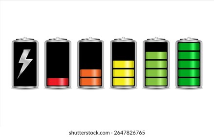 Battery charging logo icon status vector illustration charge indicator from high to low.full to empty