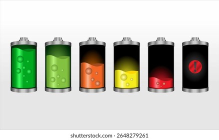 Battery charging logo icon status vector illustration charge indicator from high to low.full to empty