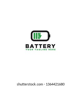 Battery charging logo or indicator icon in vector graphic design,