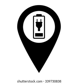 Battery is charging - map pointer vector icon