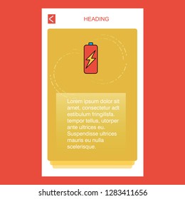 Battery charging  mobile vertical banner design design. Vector