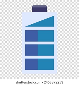 Battery, charging, modern technology, divisions, flat design, simple image, cartoon style. Maintaining charge concept. Vector line icon for business and advertising