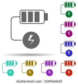 Battery charging in multi color style icon. Simple glyph, flat vector of energy icons for ui and ux, website or mobile application