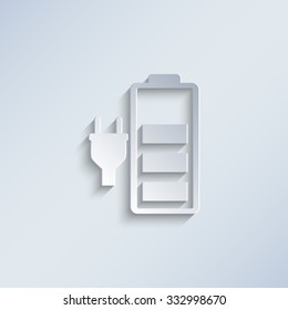 Battery is charging - paper vector icon