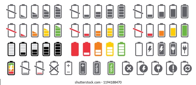 Battery charging point, charge indicator. Vector icon level Battery Energy powerfully full. Power low up status batteries logo. Charge level empty loading bar. Gadgets alkaline tags. Electric e bike 