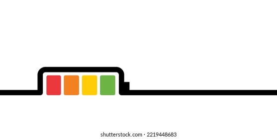 Punto de carga de la batería, indicador de carga. Nivel de energía de la batería lleno de energía. Logotipo de baterías de estado de baja potencia. Carga vacía de nivel de carga, verde. Etiquetas alcalinas. Conexión móvil.