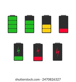 Battery charging point, charge indicator. Level battery Energy powerfully full. Battery Vector