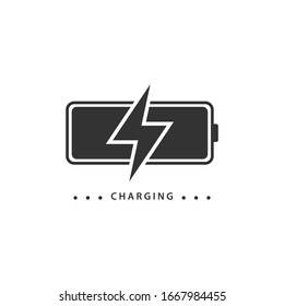 Battery charging - power , electricity symbol - energy sign, illustration, Vector, isolated on white background