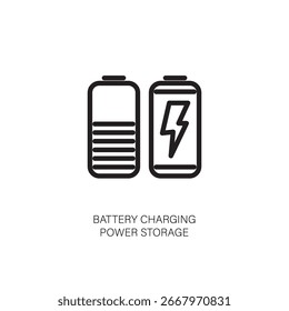 Icono de carga de batería y almacenamiento de energía