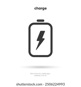 Battery charging process template Phone charge showing. Plugged and charging phone. Vector illustration EPS10. Battery charging.