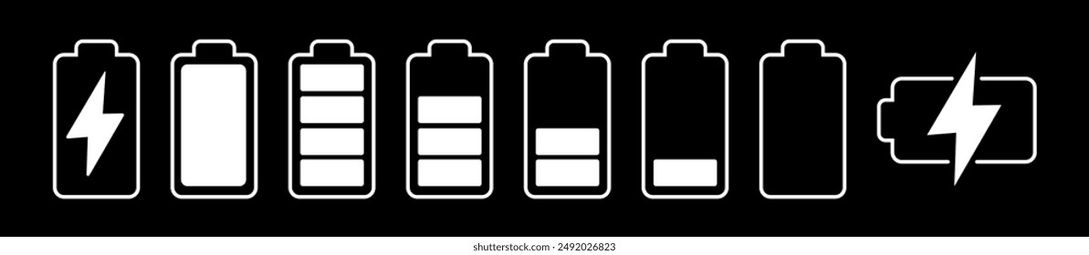 battery charging sign and symbol. Battery icon vector illustration. battery charge level, Battery icon set vector illustration.