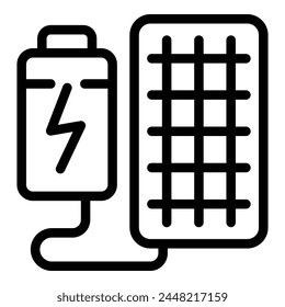 Battery charging solar panel icon outline vector. Ecology wind. Panel grid
