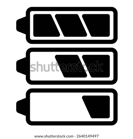 Battery charging solid icon, electrical service concept. Vector graphics. Full and low battery charge sign on white background, style mobile or design