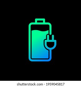 Battery charging status, Electric charge icon, Power energy indicator concept, Isolated on black background, Vector illustration