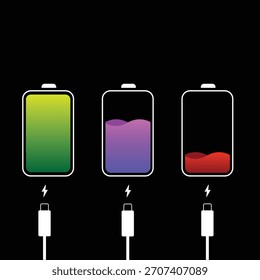 Battery Charging Status Vector Icons 