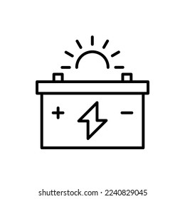 Battery charging with sun linear icon