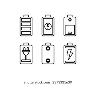 battery charging symbol icon vector design simple outline modern minimal style collections templates set