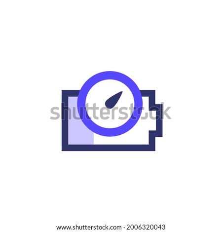 Battery charging time icon on white