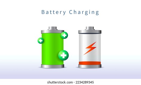 battery charging vector design. battery charging symbol. full battery and empty battery. suitable to be used as an icon