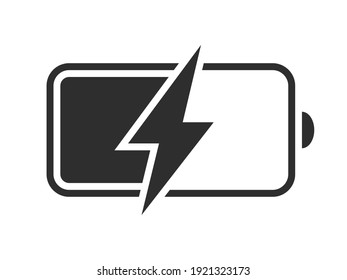 Battery Charging Vector Icon. Charge Level Indicator. Discharged And Fully Charged Battery Symbol. Vector Illustration.
