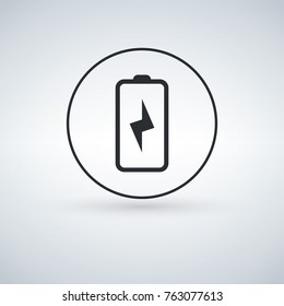 Battery Charging vector icon in the circle isolated on light grey background