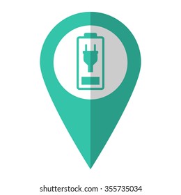 Battery is charging - vector icon;  green map pointer