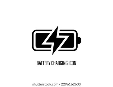 Vektorsymbol für Batterieladung mit Leistungssymbol.
