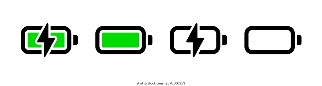 Battery charging vector icon set.