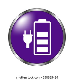 Battery is charging - vector icon; violet button