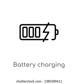battery charging vector line icon. Simple element illustration. battery charging outline icon from tools and utensils concept. Can be used for web and mobile