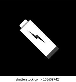 Battery Charging. White flat simple icon with shadow